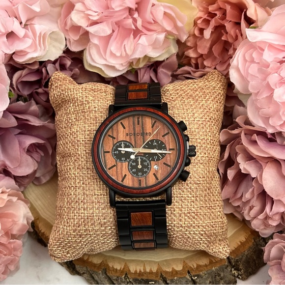 Luxury Zebra and Ebony Wood Chronograph Military Quartz Watch - Picture 8 of 16